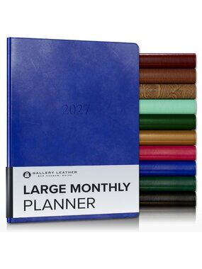 Large 2026-2027 Monthly Planner | Stylish Leather Organizer | Acadia Malibu
